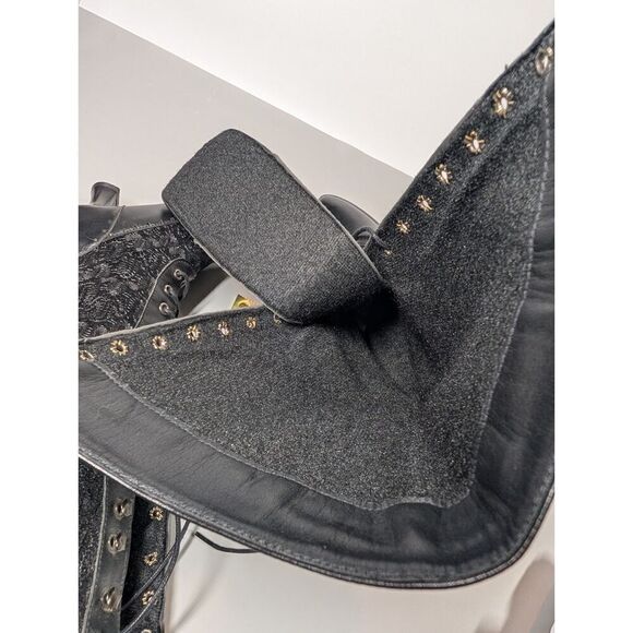 Victorian Boots Size 4 Black Lace Up Knee High Edwardian Witchy Regency Lolita - Picture 12 of 13